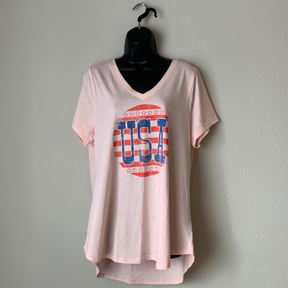 Lane Bryant Short Sleeve Classic USA Stripes Graphic Tee